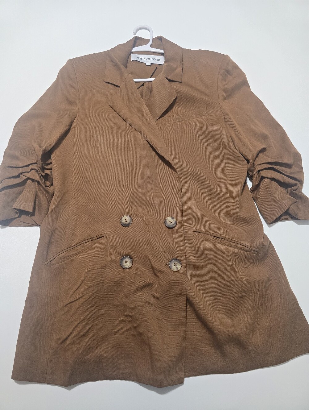 Veronica Beard Rupert Blazer Brown Lyocell 3/4 Sleeve Tailored Jacket Size 4 - Picture 3 of 14